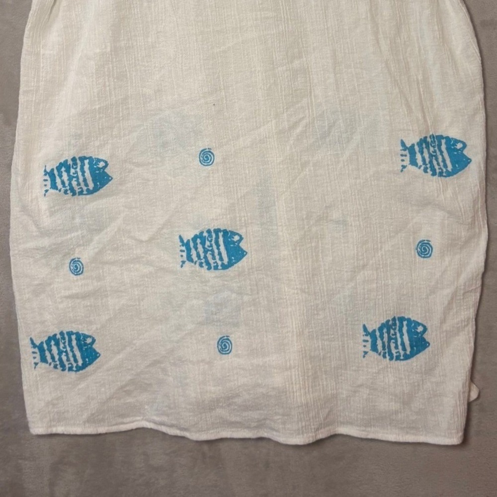 The Vermont Country Store Womens Crinkle Gauze Tunic Top L White  Beach Resort - Picture 5 of 8